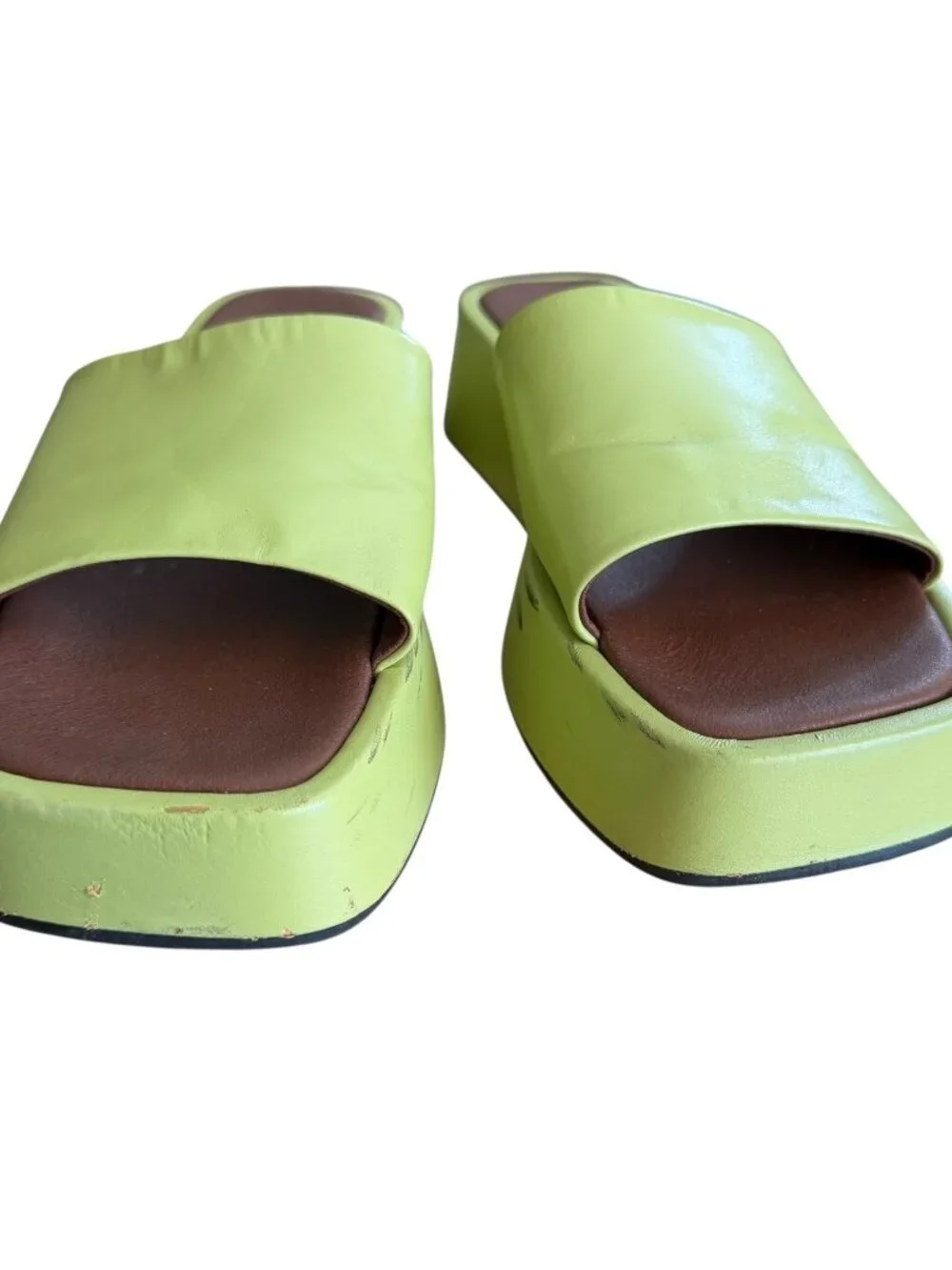 Alohas Svegan Dopamine Maximalist Square Toe Platform Mule Slide Green EU 38